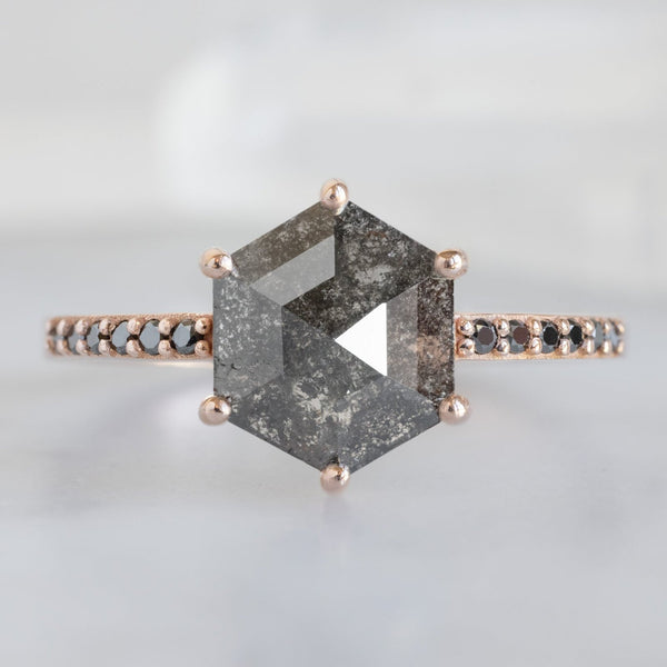 The Willow Ring | 1.81ct Black Hexagon Diamond in 14K Rose Gold