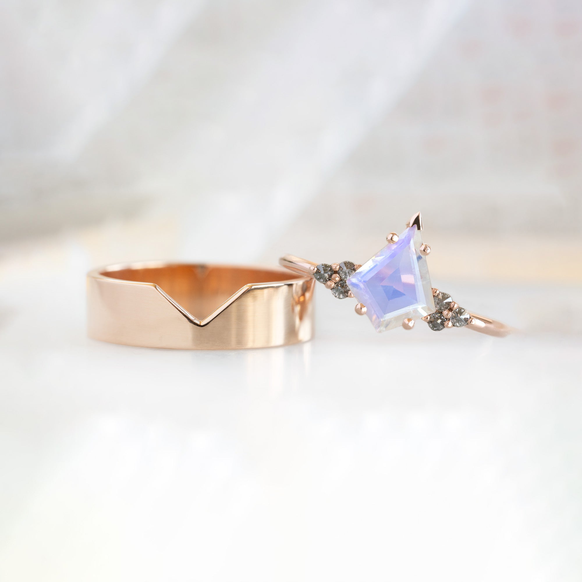 The Ivy Ring | 0.96ct Kite Moonstone in 14K Rose Gold