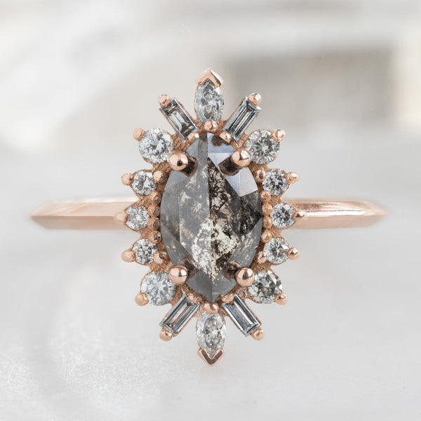 The Camellia Ring | 0.85ct Marquise Black Diamond in 14K Rose Gold