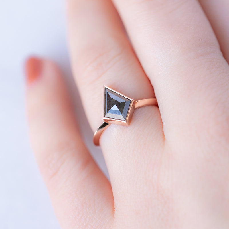 The Hazel Ring | 1.52ct Kite Black Diamond in 14K Rose Gold