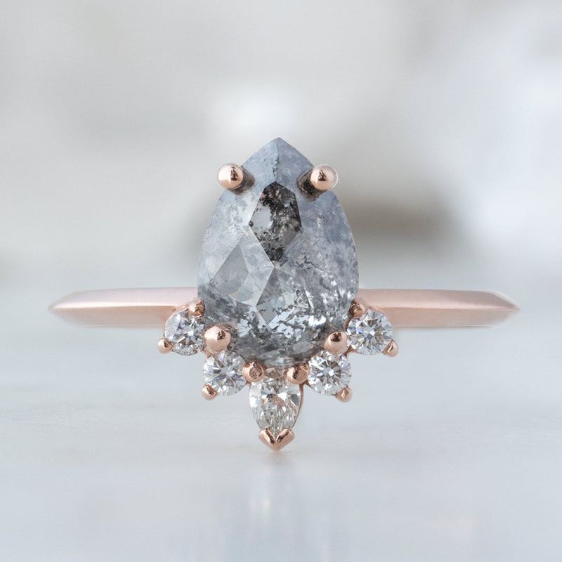 The Aster Ring | 1.31ct Rose Cut Salt and Pepper Diamond in 14K Rose Gold