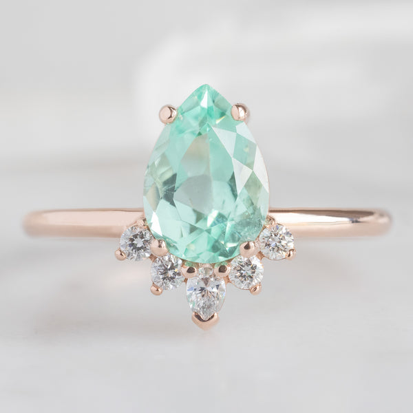 The Aster Ring | 1.15ct Pear Cut Emerald in 14K Rose Gold