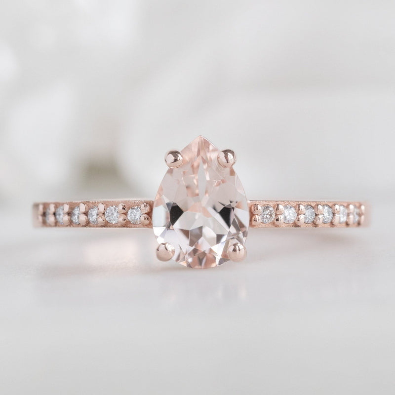 The Willow Ring | 0.58ct Pear Cut Morganite in 14K Rose Gold