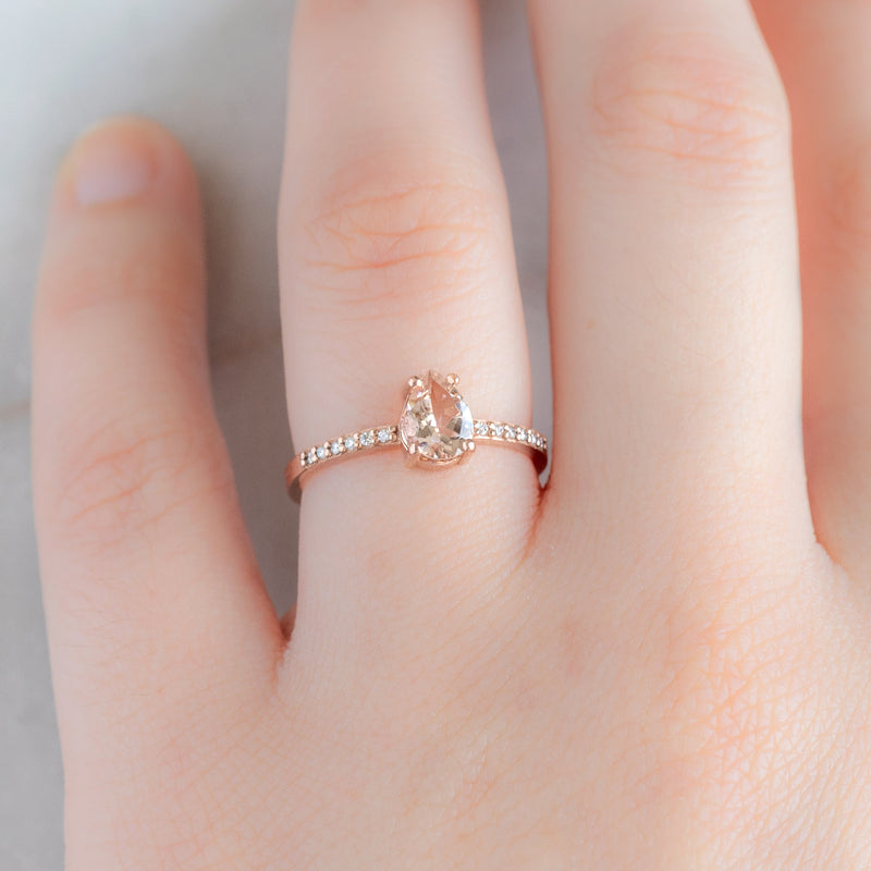 The Willow Ring | 0.58ct Pear Cut Morganite in 14K Rose Gold