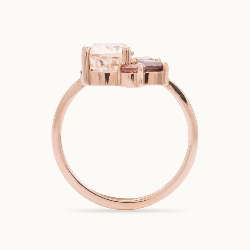 The Watercolor Cluster Ring | 1.86ct Pear Morganite in 14K Rose Gold