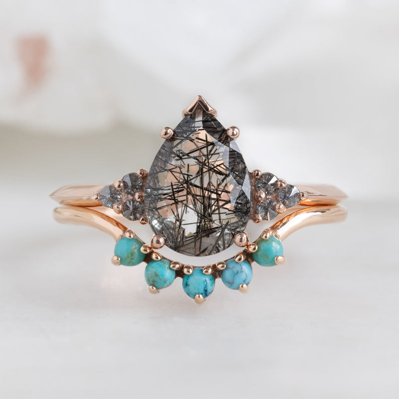 The Ivy Ring | 1.44ct Pear Cut Tourmaline in Quartz in 14K Rose Gold