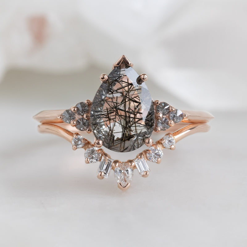 The Ivy Ring | 1.44ct Pear Cut Tourmaline in Quartz in 14K Rose Gold