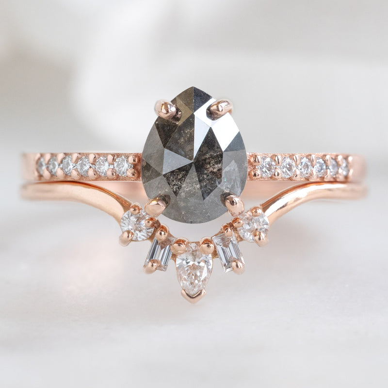 The Willow Ring | 0.81ct Pear Black Diamond in 14K Rose Gold