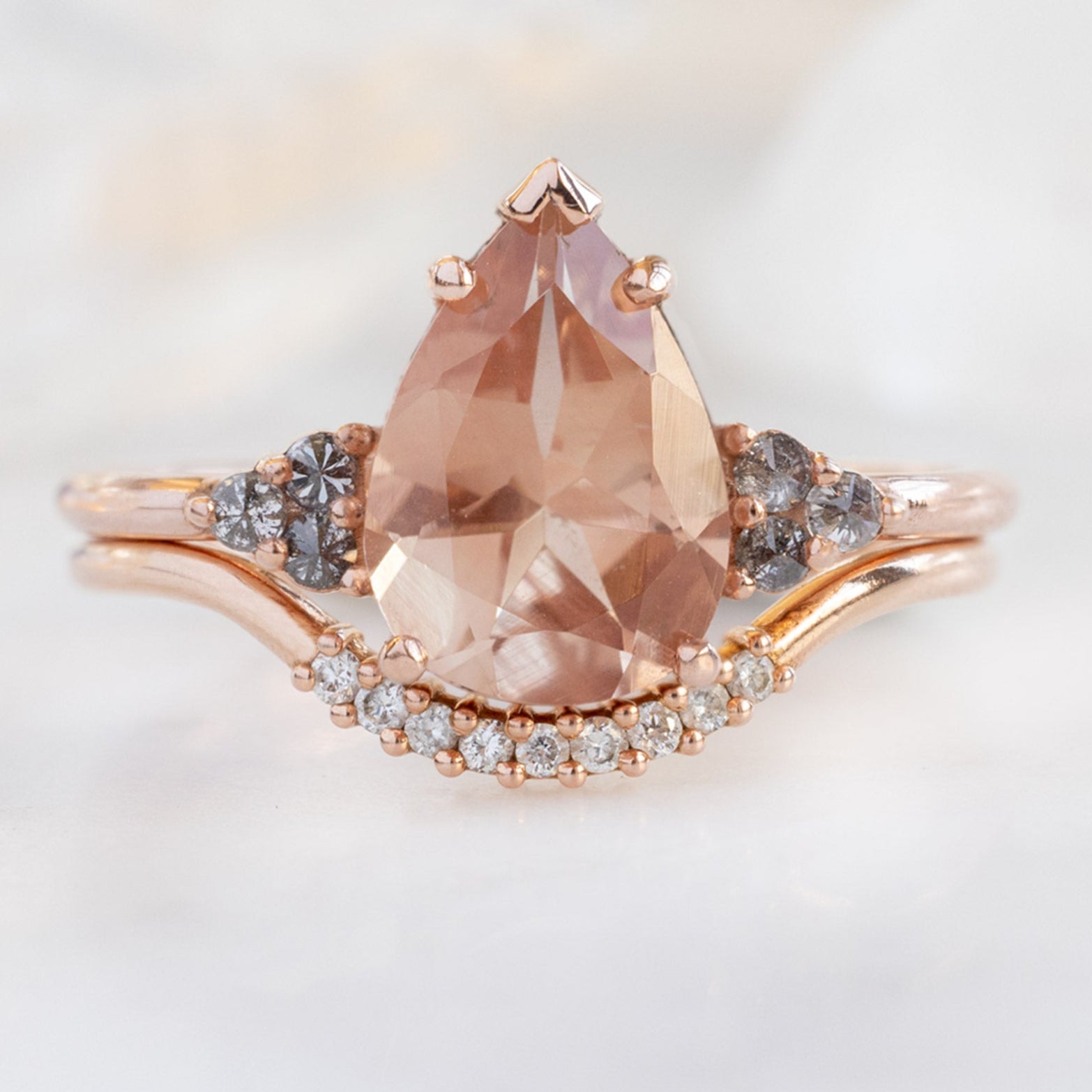 buy:the-ivy-ring-1-87ct-pear-sunstone-in-14k-rose-gold,one-of-a-kind-white-diamond-pave-arc-stacking-band-14k-or-18k-rose-gold