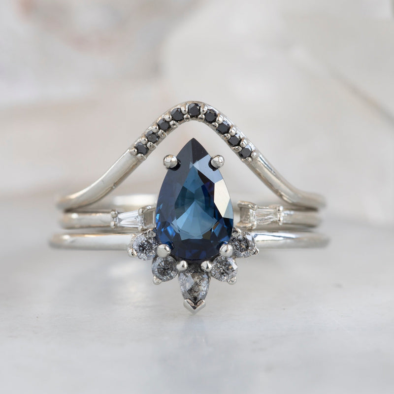 The Aster Ring | 0.90ct Pear Blue Sapphire in 14K White Gold