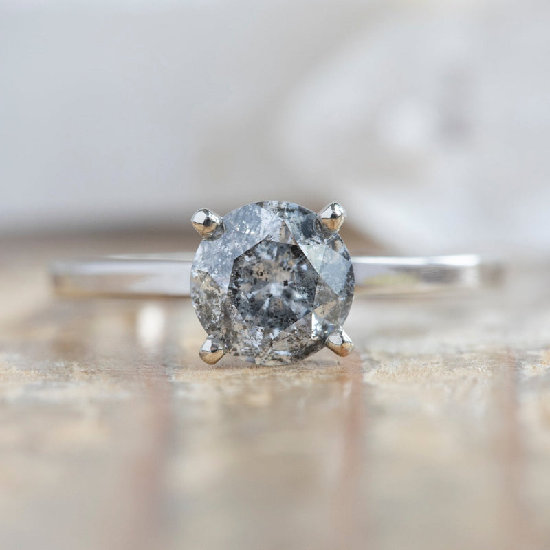 The Bryn Ring | 1.00ct Round Salt and Pepper Diamond in 14K White Gold