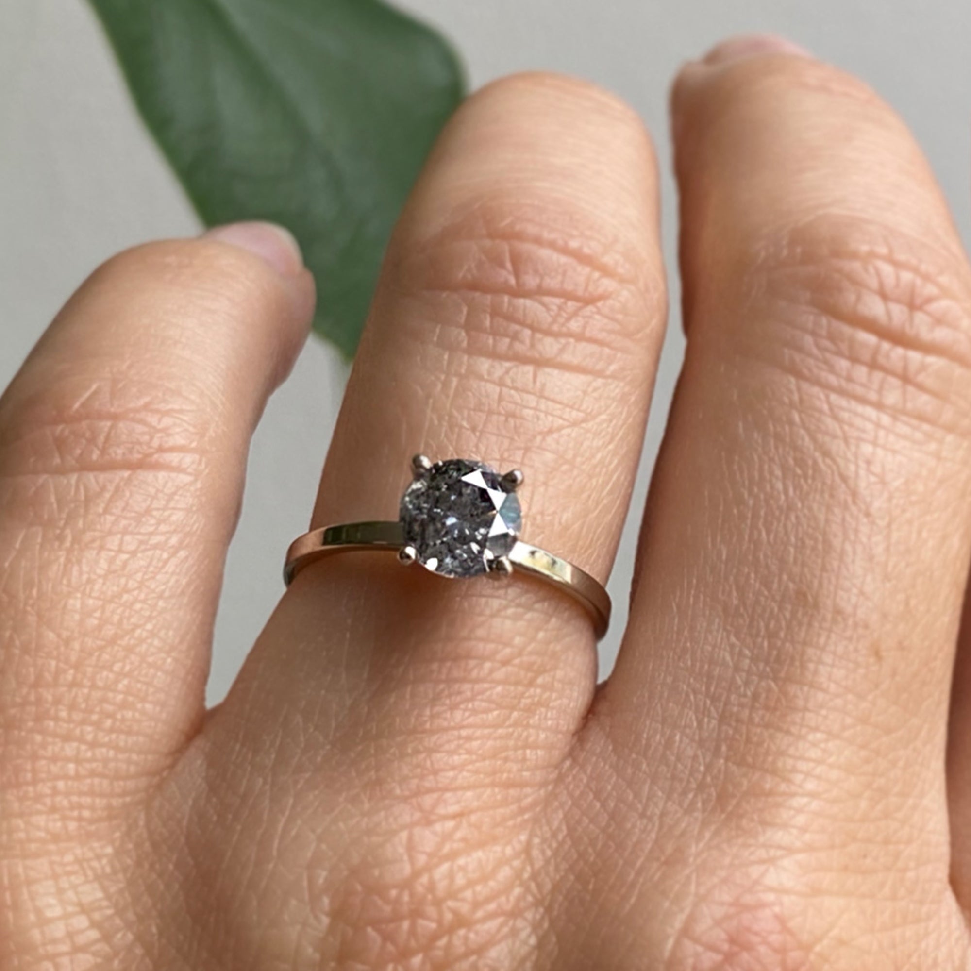 The Bryn Ring | 1.00ct Round Salt and Pepper Diamond in 14K White Gold