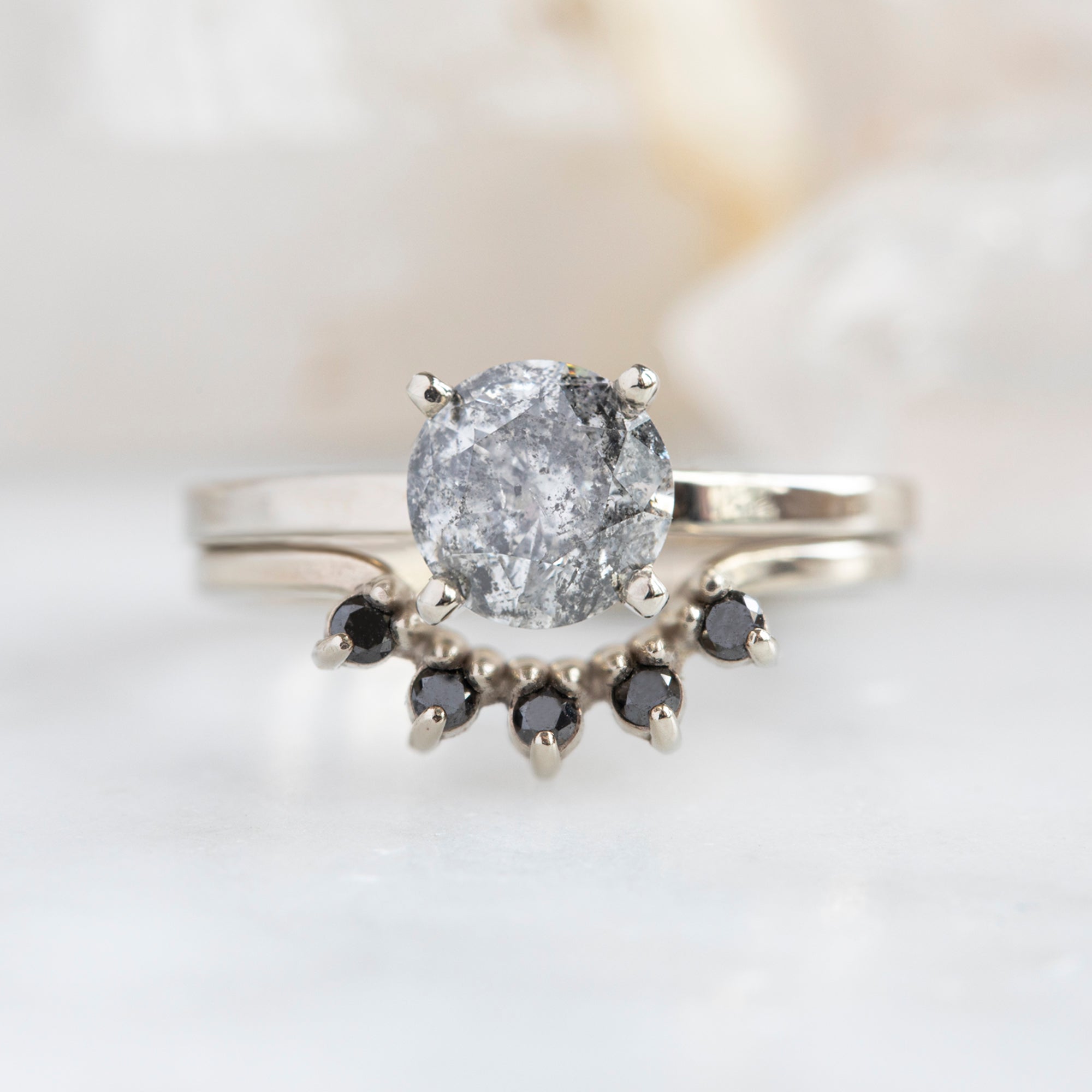 The Bryn Ring | 1.00ct Round Salt and Pepper Diamond in 14K White Gold