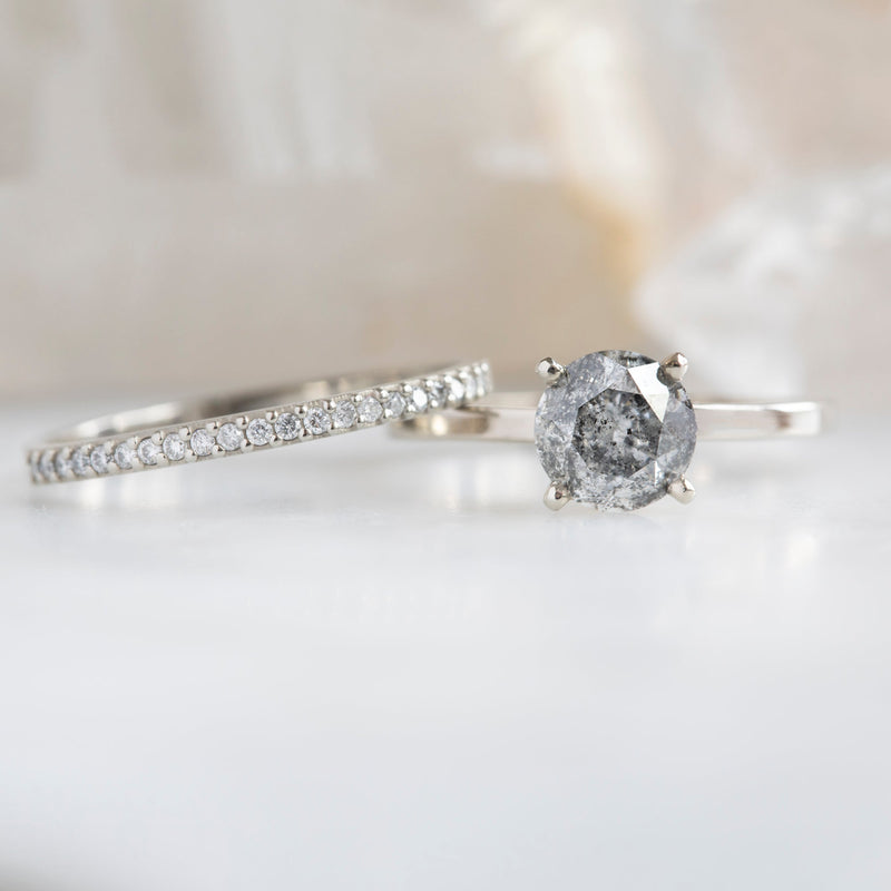 The Bryn Ring | 1.00ct Round Salt and Pepper Diamond in 14K White Gold