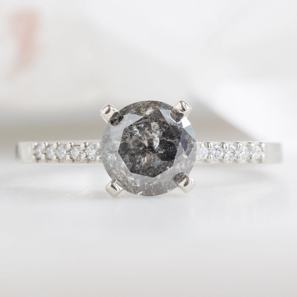 The Willow Ring | 1.05ct Round Salt and Pepper Diamond in 14K White Gold