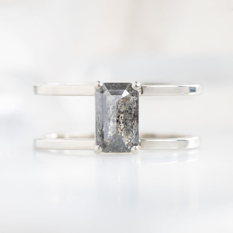 The Poppy Ring | 0.99ct Emerald Salt and Pepper Diamond in 14K White Gold