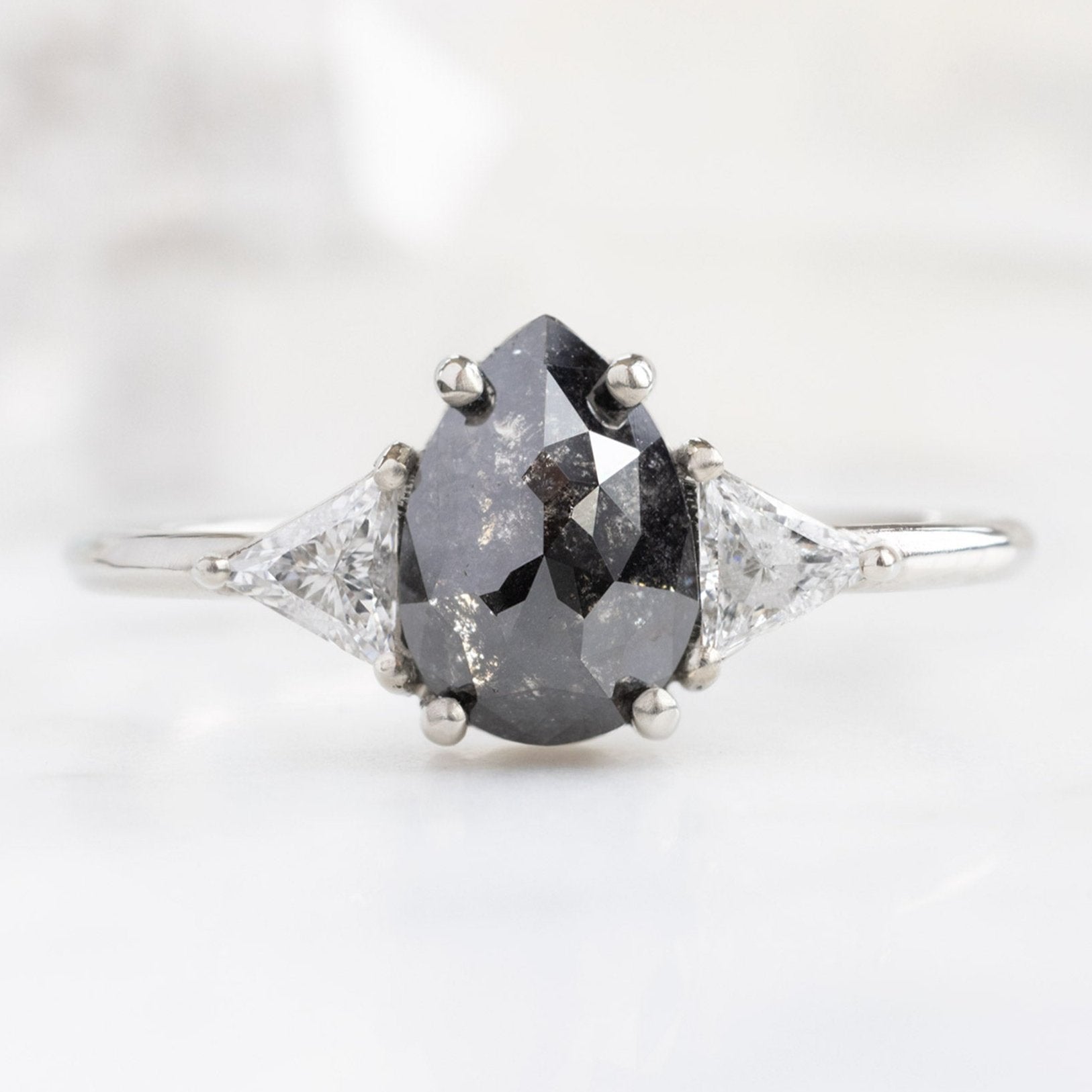 The Jade Ring | 1.28ct Pear Black Diamond in 14K White Gold