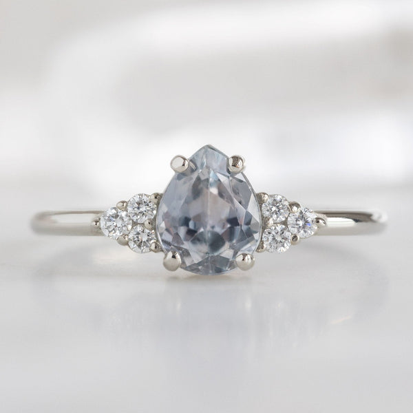 The Ivy Ring | 0.95ct Pear Montana Sapphire in 14K White Gold