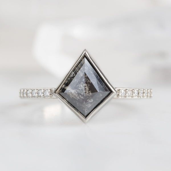 The Willow Ring | 1.19ct Kite Black Diamond in 14K White Gold