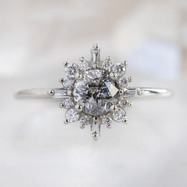 The Compass Ring | 1.05ct Round Salt and Pepper Diamond in 14K White Gold