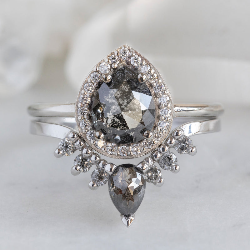 The Dahlia Ring | 1.61ct Pear Black Diamond in 14K White Gold