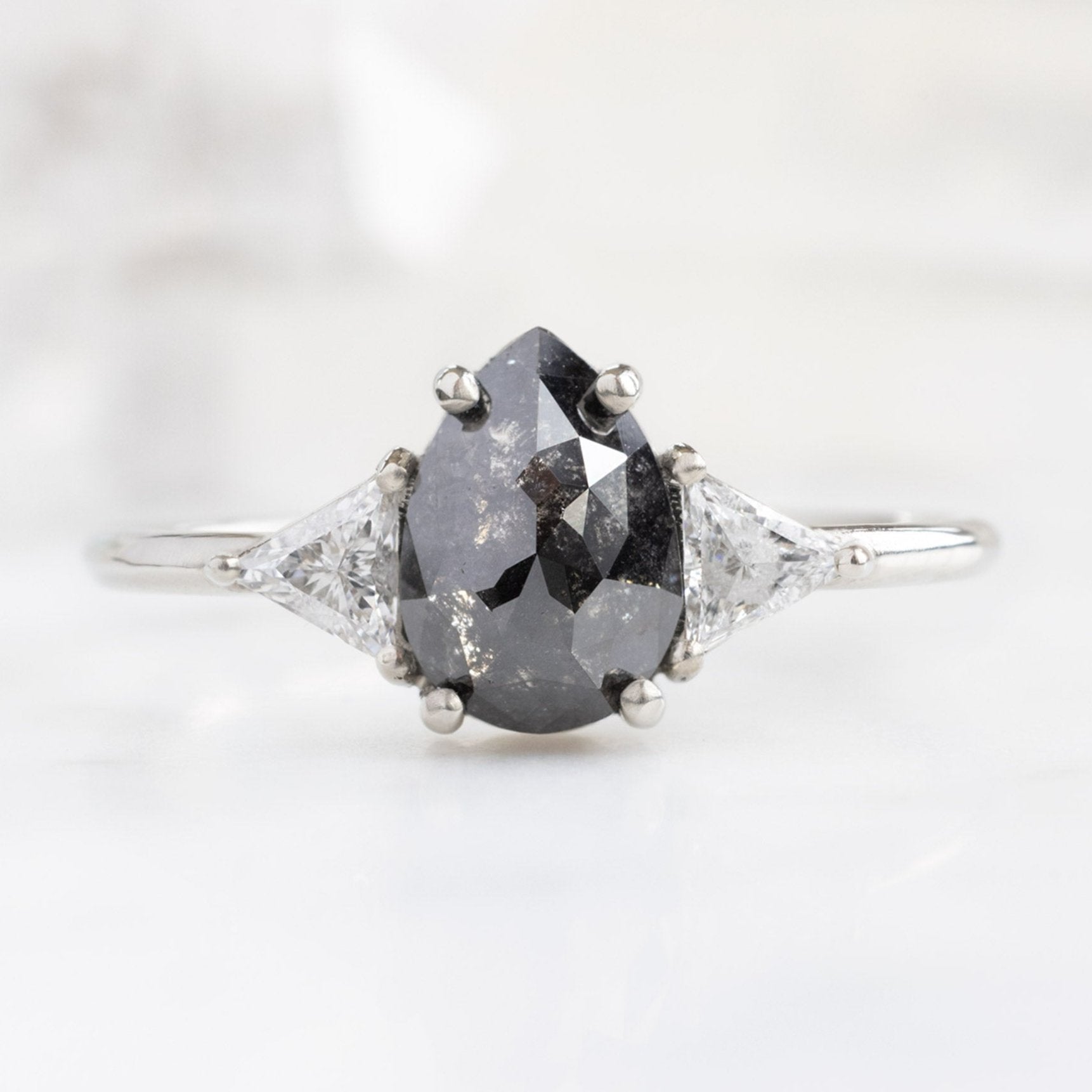 The Jade Ring | 1.39ct Pear Black Diamond in 14K White Gold