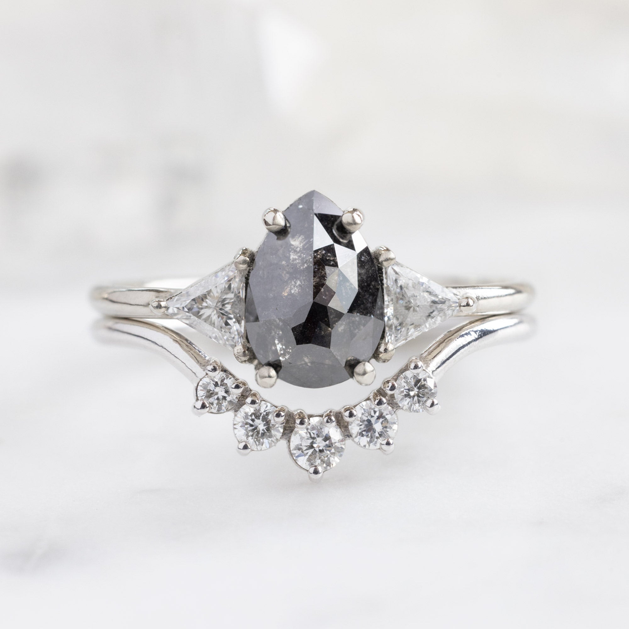 The Jade Ring | 1.39ct Pear Black Diamond in 14K White Gold