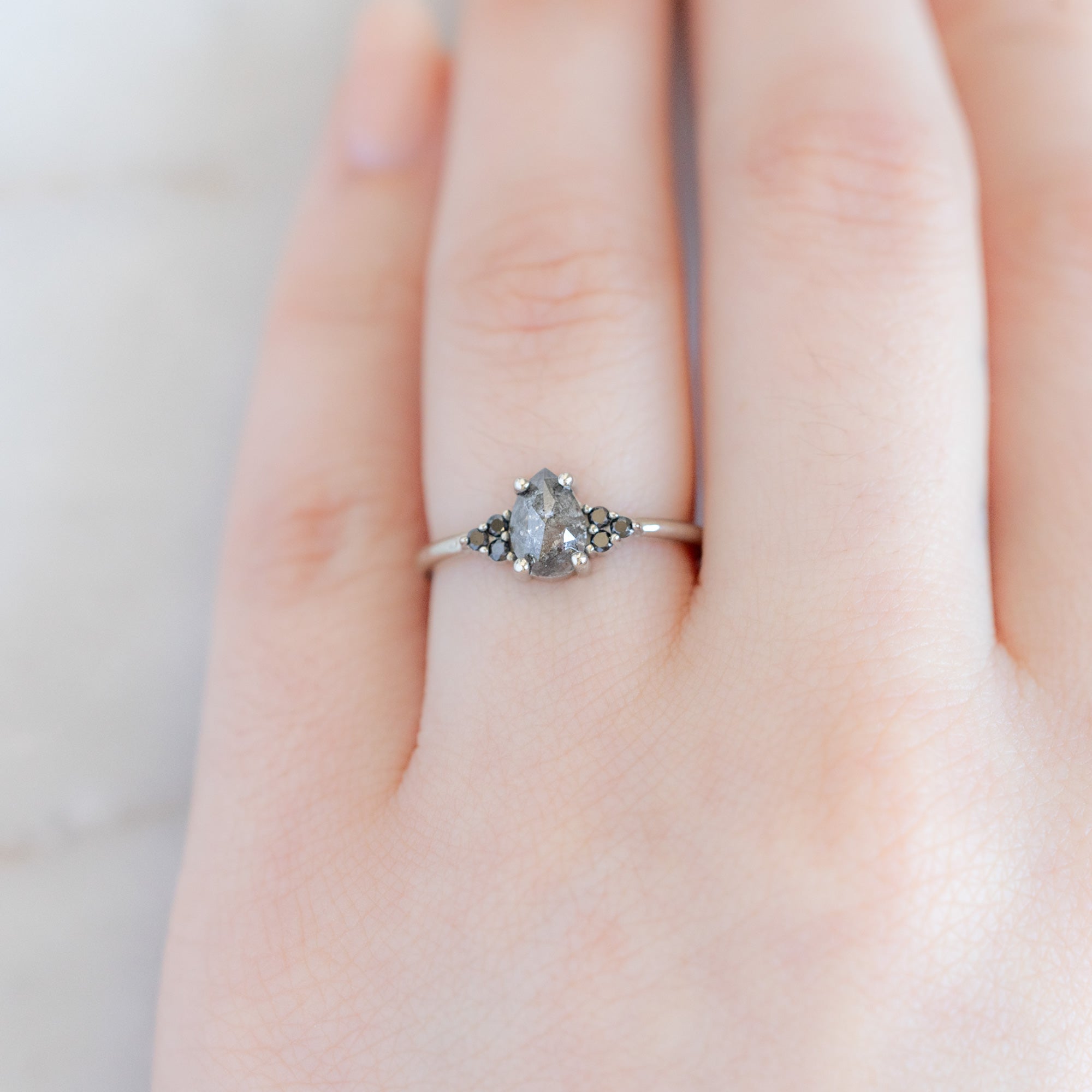 The Ivy Ring | 0.82ct Rose Cut Black Diamond in 14K White Gold