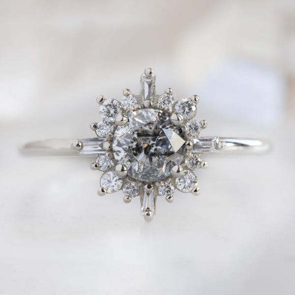 The Compass Ring | 1.10ct Round Salt and Pepper Diamond in 14K White Gold