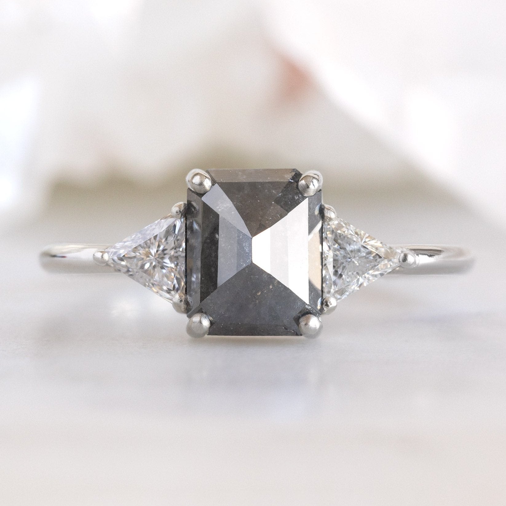 The Jade Ring | 1.35ct Emerald Cut Black Diamond in 14K White Gold