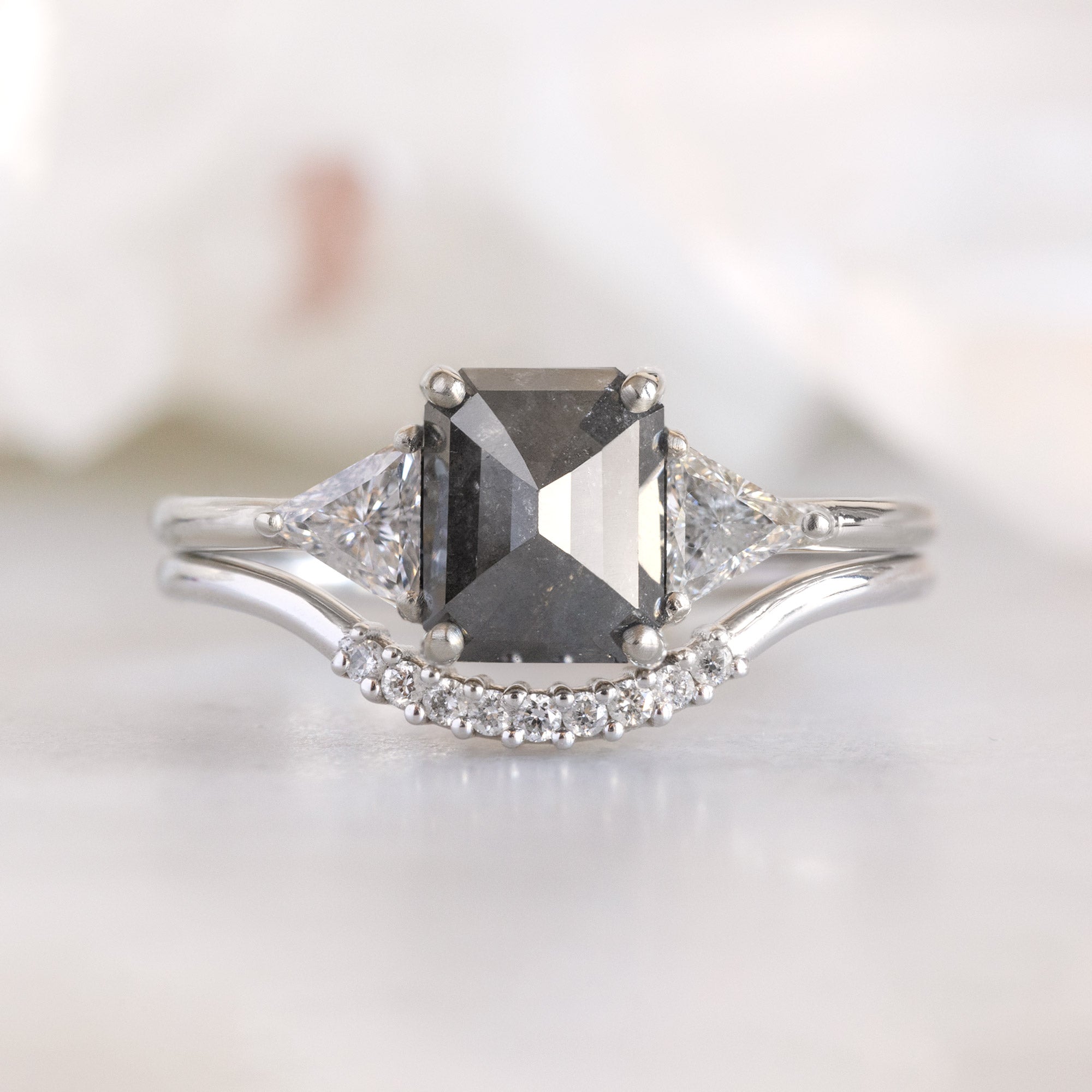 The Jade Ring | 1.35ct Emerald Cut Black Diamond in 14K White Gold