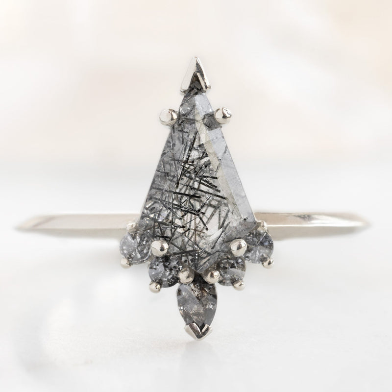 The Aster Ring in 1.10ct Kite Tourmaline in Quartz in 14K White Gold on White Marble