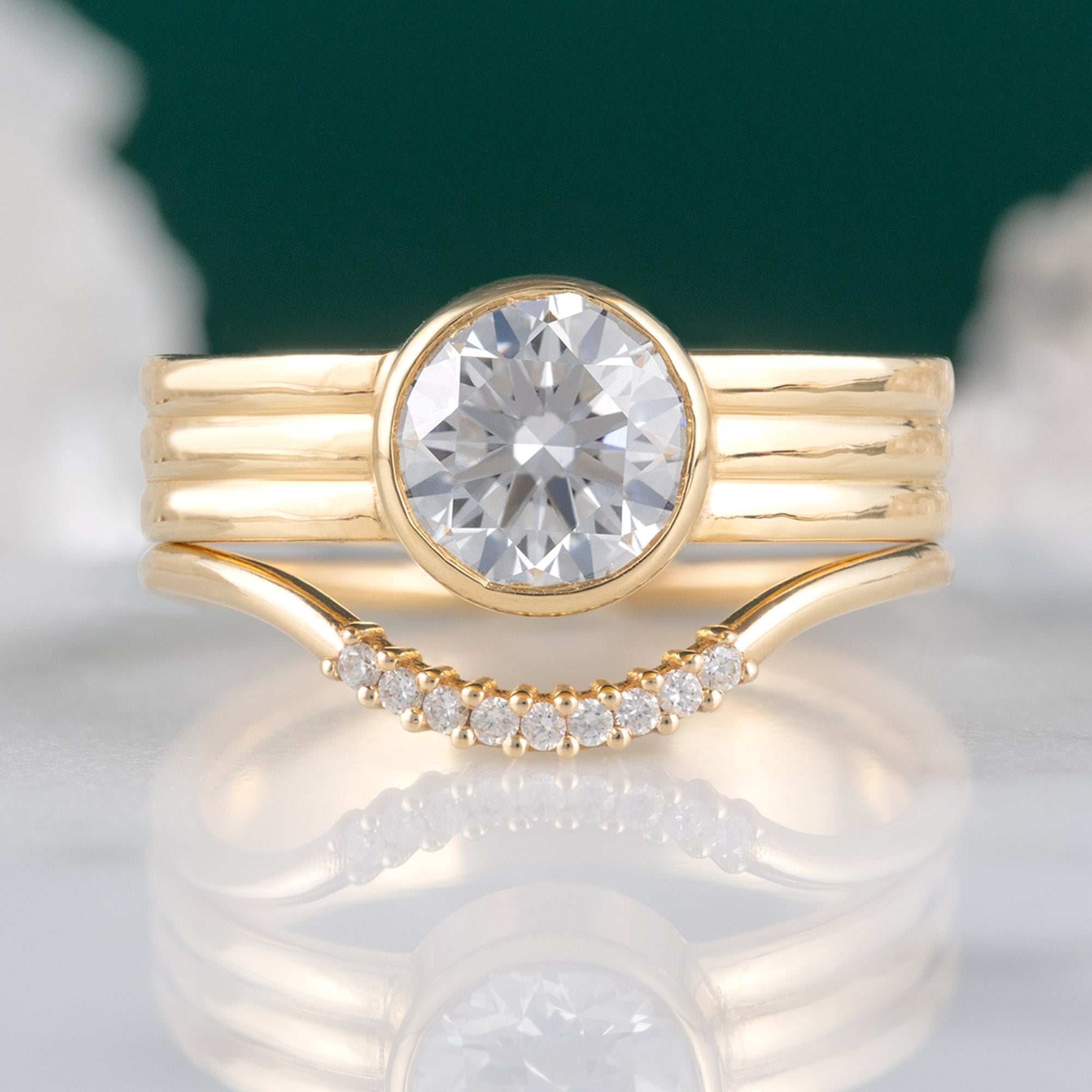 The Stratum Ring | 1.35ct Lab Grown Round White Diamond in 18K Yellow Gold