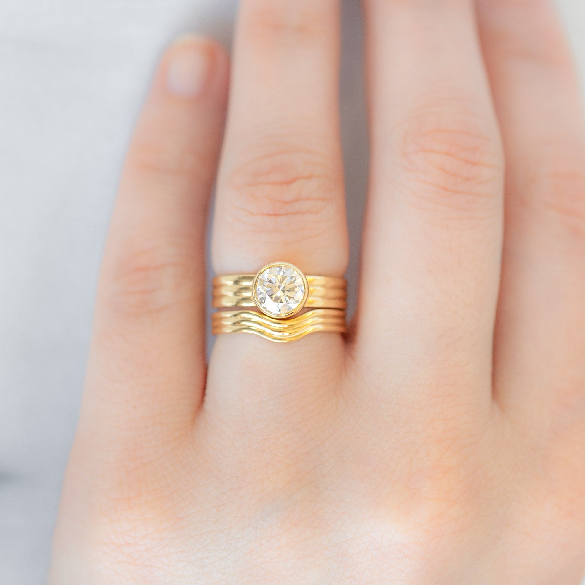 The Stratum Ring | 1.35ct Lab Grown Round White Diamond in 18K Yellow Gold