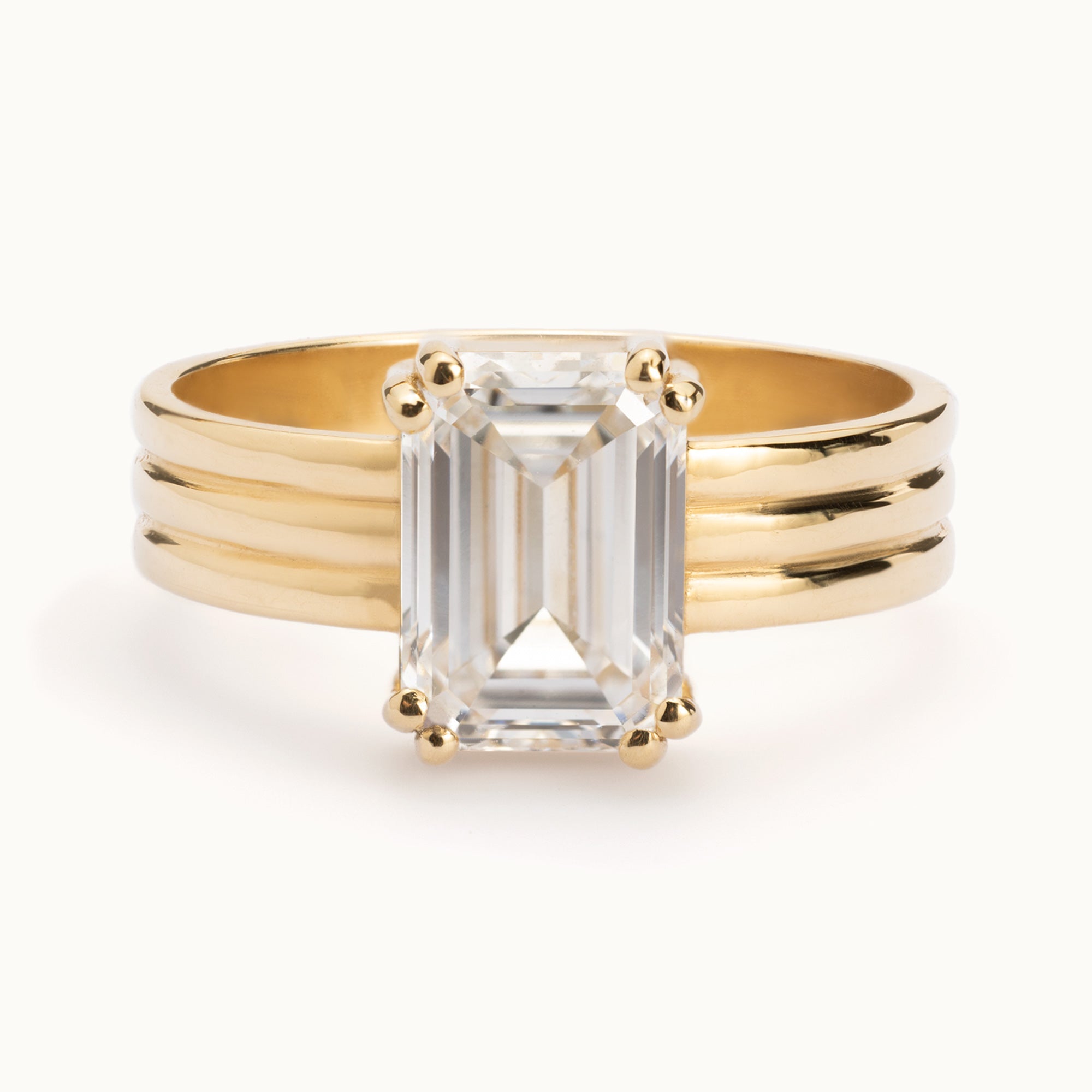 The Stratum Ring | 1.93ct Lab Grown Emerald White Diamond in 18K Yellow Gold