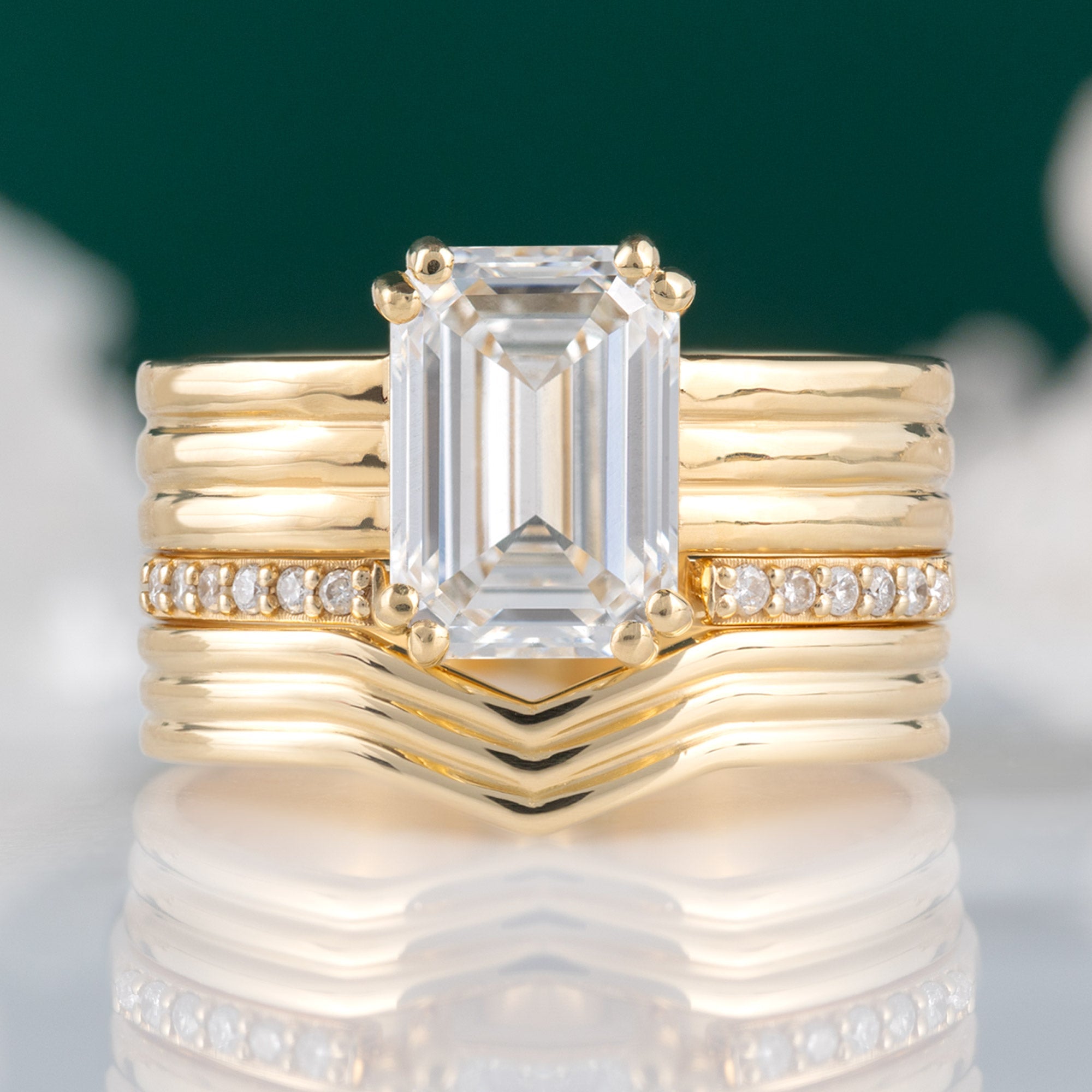 The Stratum Ring | 1.93ct Lab Grown Emerald White Diamond in 18K Yellow Gold