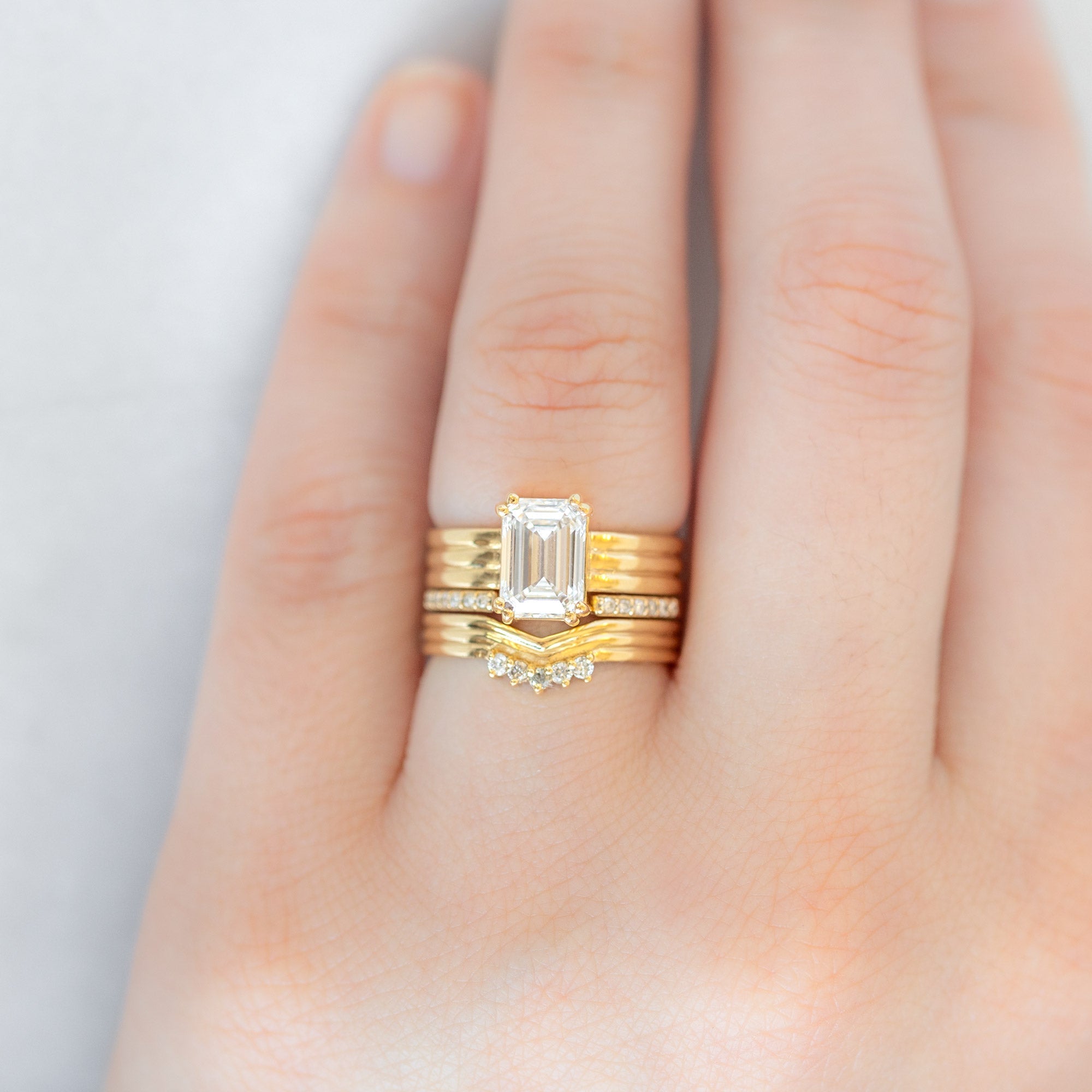 The Stratum Ring | 1.93ct Lab Grown Emerald White Diamond in 18K Yellow Gold