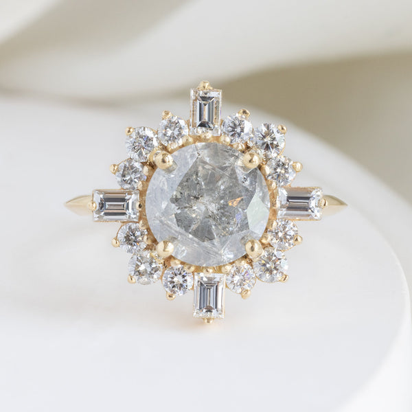 The Compass Luxe | 2.03ct Round Salt and Pepper Diamond in 18K Yellow Gold