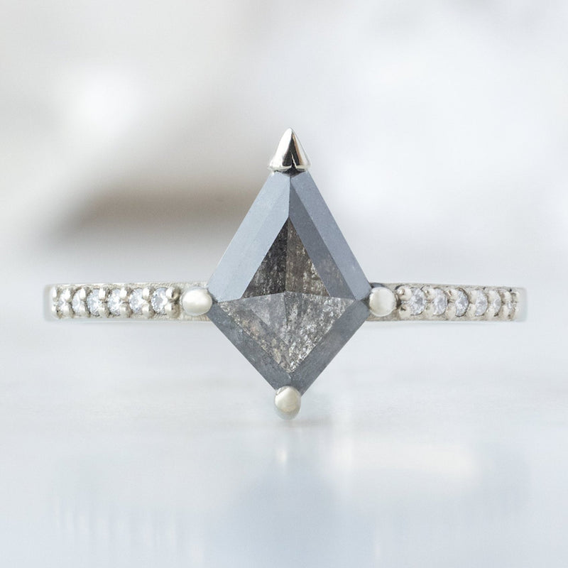 The Willow Ring | 1.19ct Kite Salt and Pepper Diamond in 18K White Gold