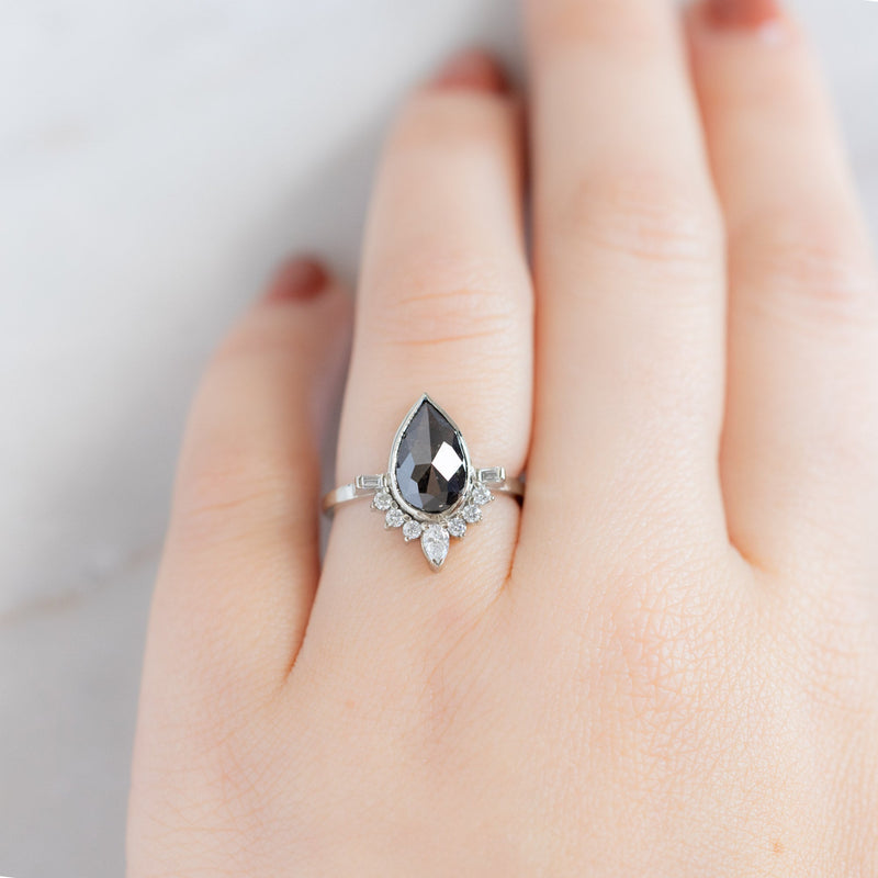 The Posy Luxe | 2ct Rose Cut Black Diamond in 18K White Gold