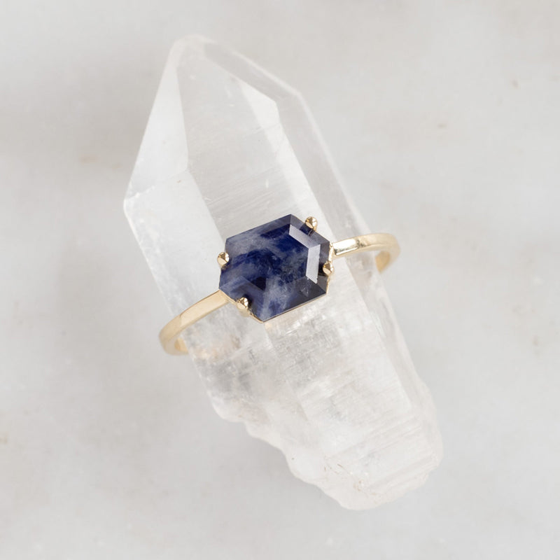 The Raw Sapphire Hexagon Ring | 10K Yellow Gold