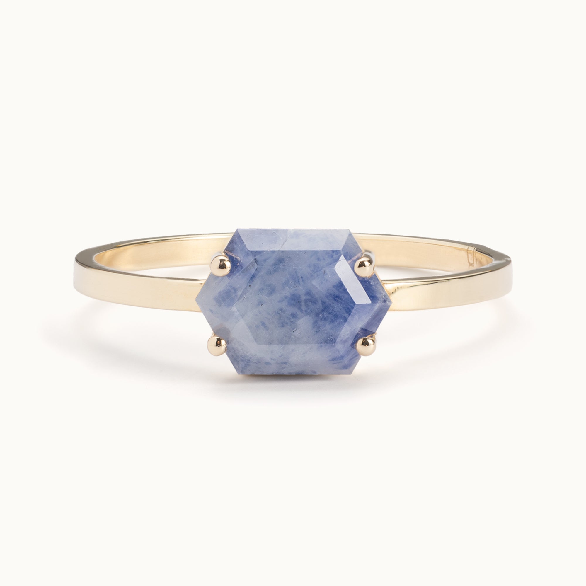 The Raw Sapphire Hexagon Ring | 10K Yellow Gold