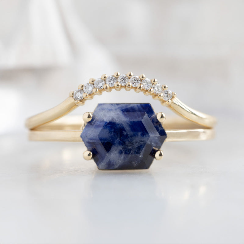 The Raw Sapphire Hexagon Ring | 10K Yellow Gold