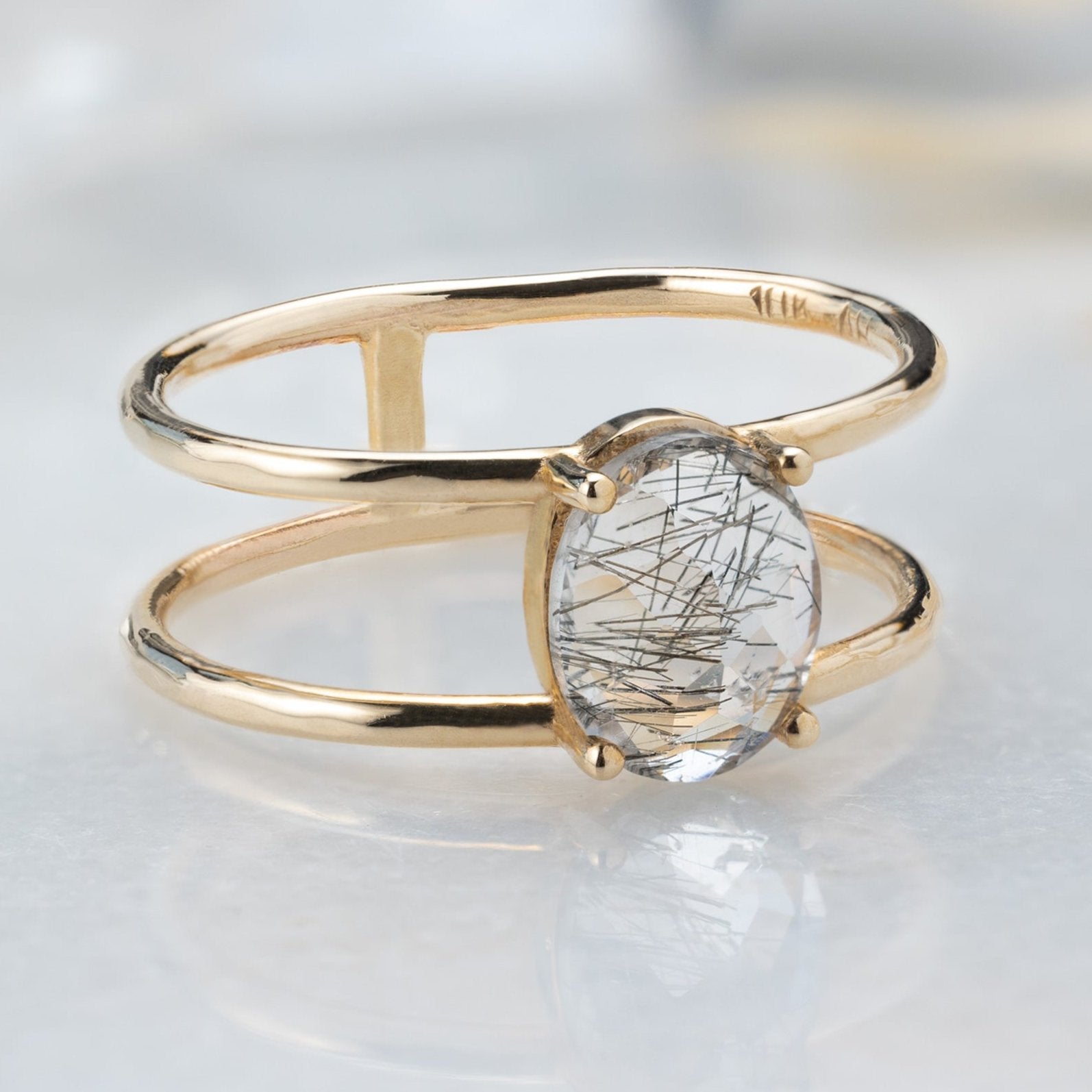 The Tourmaline in Quartz Cage Ring | 10K Yellow Gold