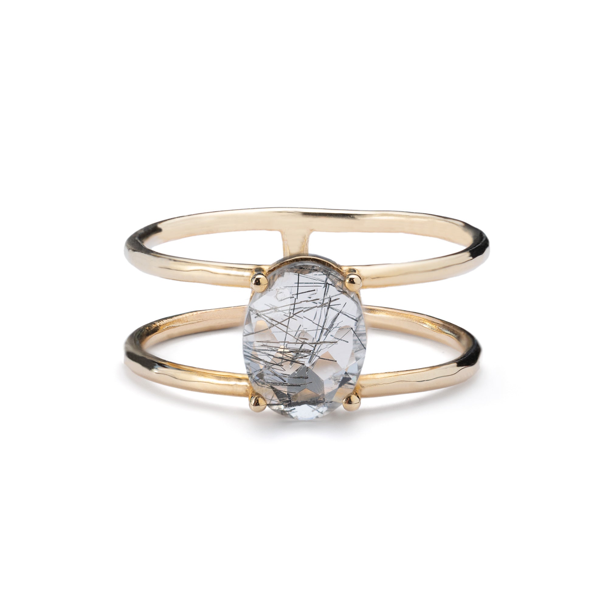 The Tourmaline in Quartz Cage Ring | 10K Yellow Gold