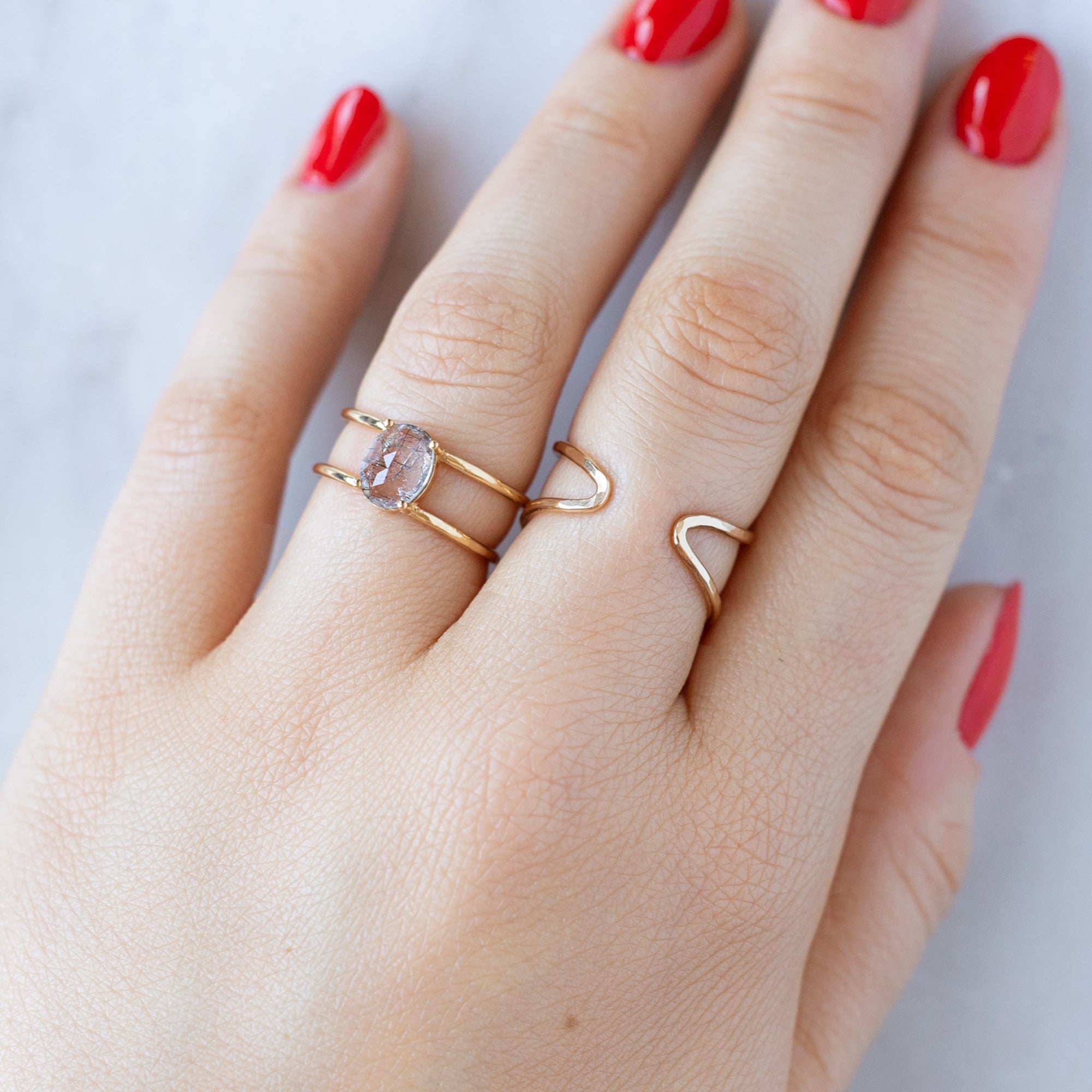 The Tourmaline in Quartz Cage Ring | 10K Yellow Gold