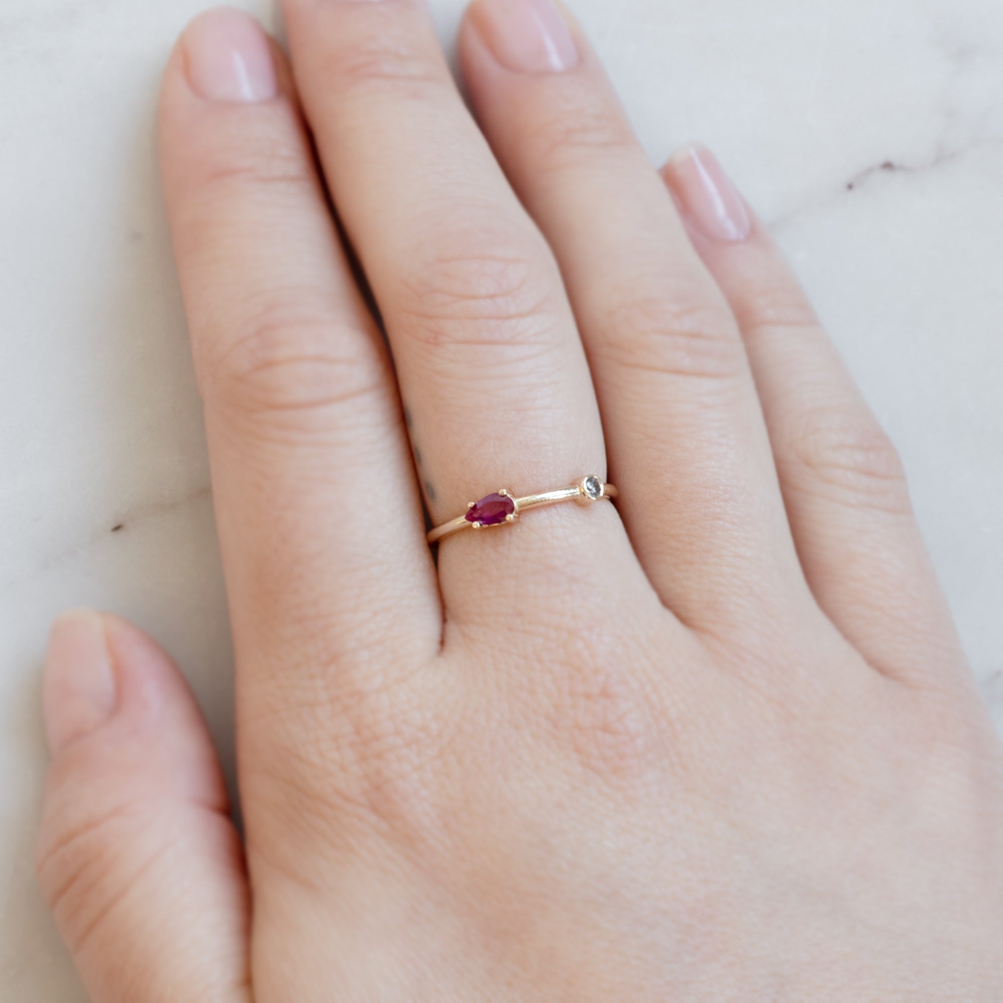 The Ruby + Diamond Horizon Ring | 10K Yellow Gold