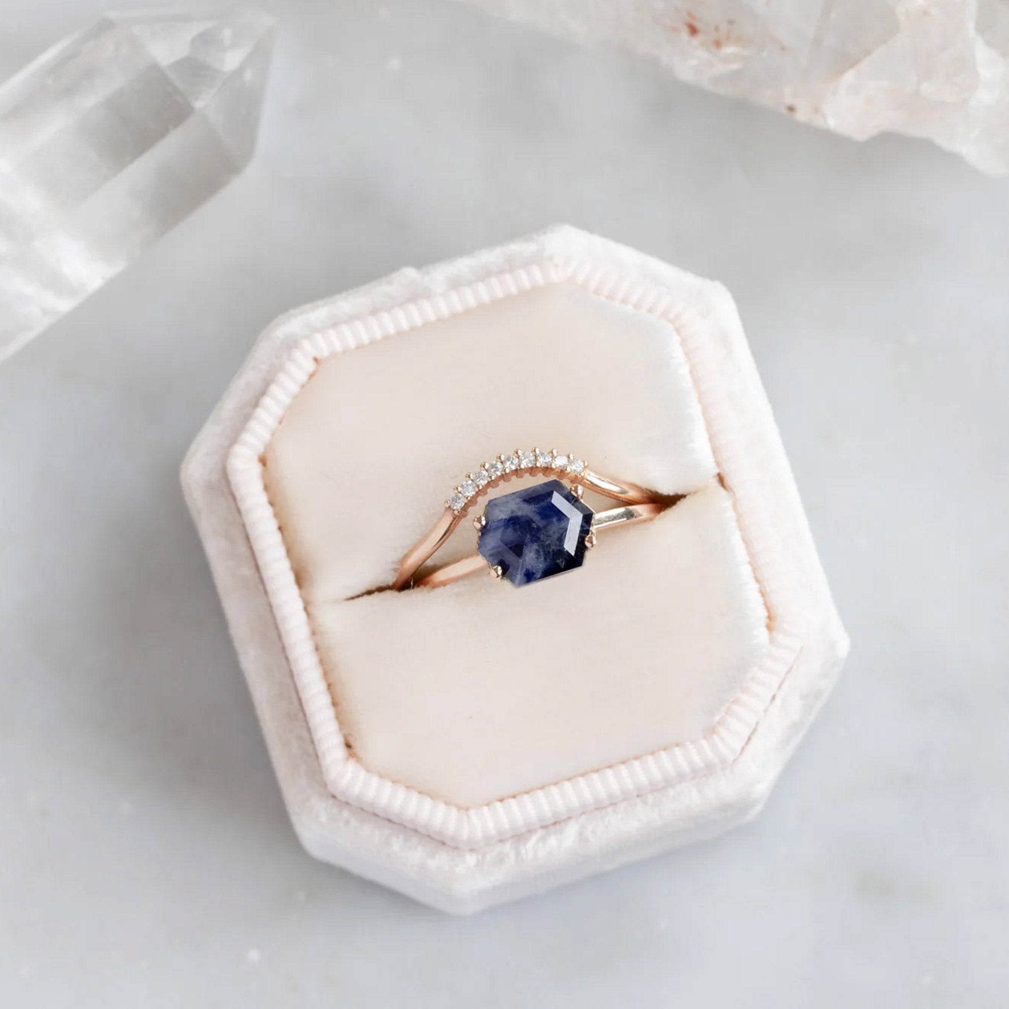 The Raw Sapphire Hexagon Ring | 10K Rose Gold