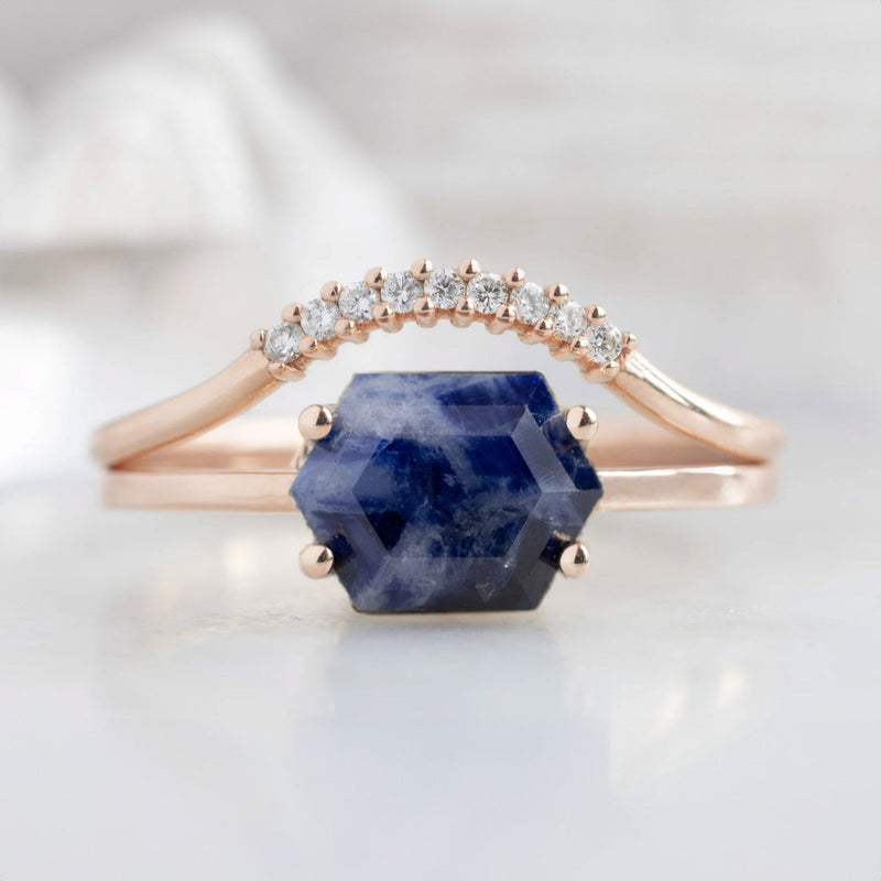 The Raw Sapphire Hexagon Ring | 10K Rose Gold