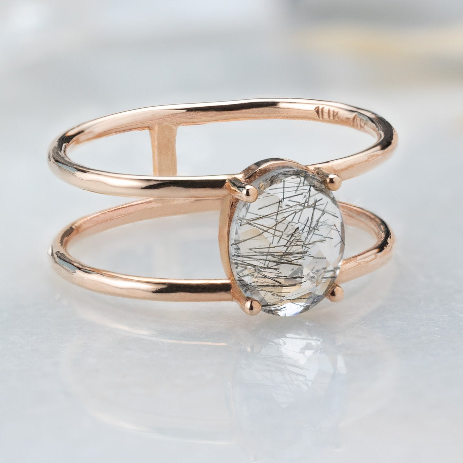 The Tourmaline in Quartz Cage Ring | 10K Rose Gold